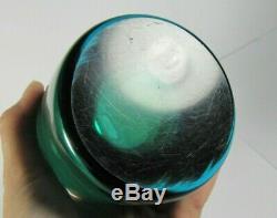 Vase En Verre De Murano Cylindre Vert Orange Bleu Sommerso Mid-century Modern Art