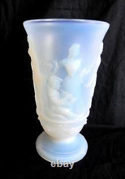 Vase En Verre De Style Sabino Bleu Opalescent Large Art Menuet France