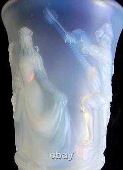 Vase En Verre De Style Sabino Bleu Opalescent Large Art Menuet France