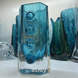 Vase Feu de circulation bleu Kingfisher Whitefriars Glass 9760