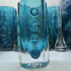 Vase Feu de circulation bleu Kingfisher Whitefriars Glass 9760