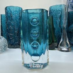 Vase Feu de circulation bleu Kingfisher Whitefriars Glass 9760