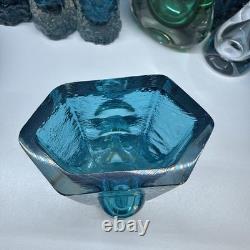 Vase Feu de circulation bleu Kingfisher Whitefriars Glass 9760