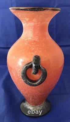 Vase Gambaro & Poggi Amphore Orange Vetro A Scavo Murano Rare Livraison Gratuite