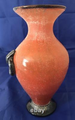 Vase Gambaro & Poggi Amphore Orange Vetro A Scavo Murano Rare Livraison Gratuite