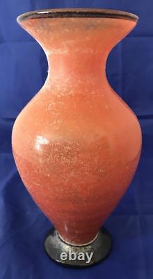 Vase Gambaro & Poggi Amphore Orange Vetro A Scavo Murano Rare Livraison Gratuite