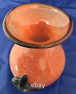 Vase Gambaro & Poggi Amphore Orange Vetro A Scavo Murano Rare Livraison Gratuite