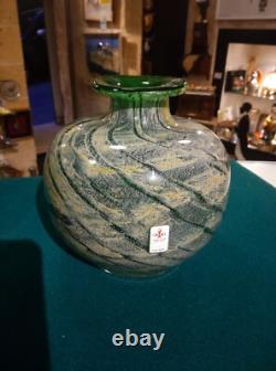 Vase Globe Vert Boffo en Verre Décoratif de Malte MDG 1974-78 Art de Studio