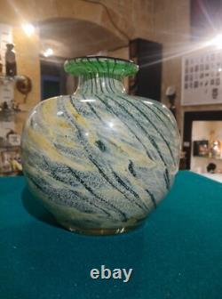 Vase Globe Vert Boffo en Verre Décoratif de Malte MDG 1974-78 Art de Studio