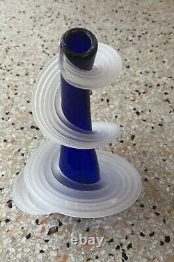 Vase Heechee rare en verre chaud signé Vitrix 2002 des Studios Hot Glass en bleu cobalt