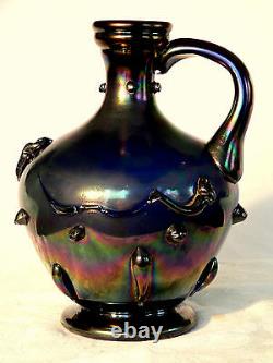 Vase, Jug, Ewer, Verre D’art, Webbs Patent, J. T. Hr, Verre De Bronze, Victorien, 10t