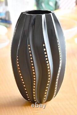 Vase Lalique Noir Et Or Medusa Numéro 67 De 70 Jamais Made! Encadré