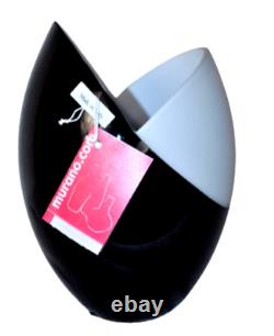 Vase Large Noir/Blanc en Verre Art MURANO par Carlo Nason Fabriqué à la Main en Italie Neuf