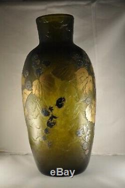 Vase Legras Exceptionnel Pate Signe Art Nouveau Antique Verre Signé En Verre Camée