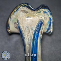 Vase Lily en verre soufflé à la main, bleu cobalt, mélange, style Art Nouveau