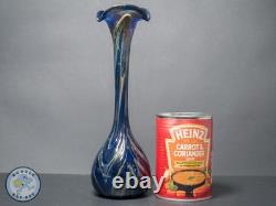 Vase Lily en verre soufflé à la main, bleu cobalt, mélange, style Art Nouveau