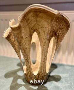 Vase Makora Krosno en verre de Murano grand mouchoir fait main Pologne VGC