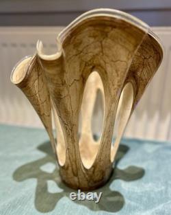 Vase Makora Krosno en verre de Murano grand mouchoir fait main Pologne VGC