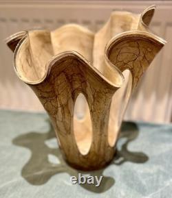 Vase Makora Krosno en verre de Murano grand mouchoir fait main Pologne VGC