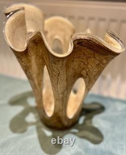 Vase Makora Krosno en verre de Murano grand mouchoir fait main Pologne VGC