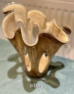 Vase Makora Krosno en verre de Murano grand mouchoir fait main Pologne VGC