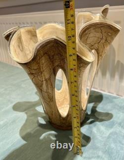 Vase Makora Krosno en verre de Murano grand mouchoir fait main Pologne VGC