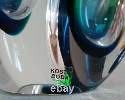 Vase Modern Art Glass Kosta Boda Mirage Goran Warff Design Blue Green 6-1/8