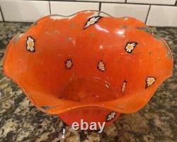 Vase Mouchoir en Verre de Murano Orange Audacieux Millefiori Tacheté Discontinué