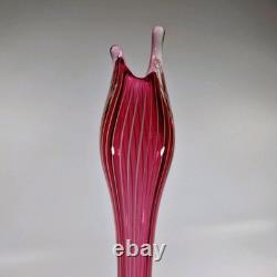 Vase Rayé des Années 1950 Ekeberga Glasbruk Suède Verre d'Art Scandinave Soufflé à la Main