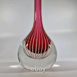 Vase Rayé des Années 1950 Ekeberga Glasbruk Suède Verre d'Art Scandinave Soufflé à la Main