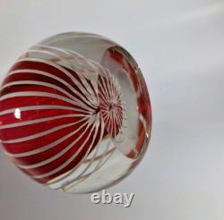 Vase Rayé des Années 1950 Ekeberga Glasbruk Suède Verre d'Art Scandinave Soufflé à la Main