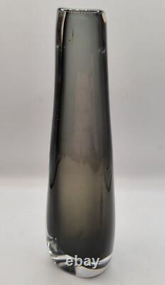 Vase Sommerso vintage signé Nils Landberg pour Orrefors en gris crépuscule, années 1960, MCM