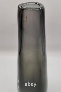 Vase Sommerso vintage signé Nils Landberg pour Orrefors en gris crépuscule, années 1960, MCM