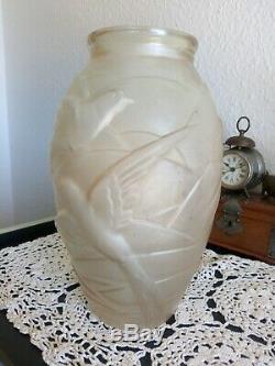 Vase Verre Art Déco 1925 Souchon-neuvesel Cherbourg Moulé Pressé En Verre Moulé