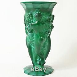 Vase Vintage Art Déco Tchèque En Malachite Curt Schlevogt, Heinrich Hoffman
