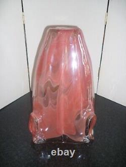 Vase Vintage En Verre D'art Swirled Rose De Murano