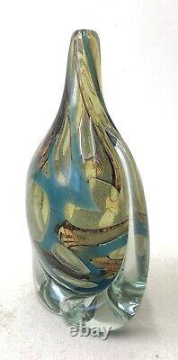 Vase Vintage En Verre D'art 'lollipop' Signé Par Mdina