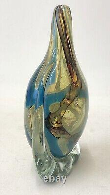 Vase Vintage En Verre D'art 'lollipop' Signé Par Mdina