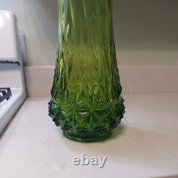 Vase Vintage En Verre Vert Smith Swung
