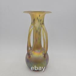 Vase à anse en verre d’art Igor Muller Studio, design irisé moucheté