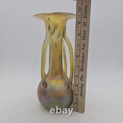 Vase à anse en verre d’art Igor Muller Studio, design irisé moucheté