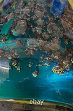 Vase à bulles en verre d'art allemand Schott Zwiesel de Heinrich Loeffelhardt du milieu du siècle