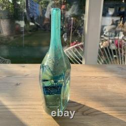 Vase à fleurs en verre art Mdina Lollipop Fish 7,5 pouces facetté bleu or très lourd