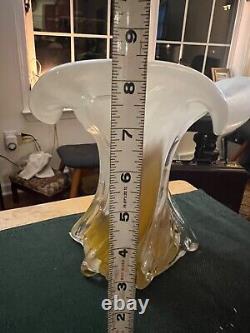 Vase à fleurs en verre artistique Loren Chapman vintage 1990, 8 pouces de hauteur, iridescence bicolore