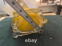 Vase à fleurs en verre artistique Loren Chapman vintage 1990, 8 pouces de hauteur, iridescence bicolore