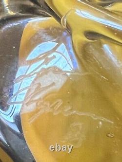 Vase à fleurs en verre artistique Loren Chapman vintage 1990, 8 pouces de hauteur, iridescence bicolore