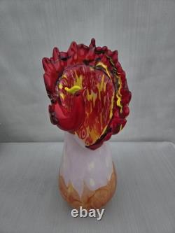 Vase à fleurs en verre de Murano unique, vase en verre blanc et orange