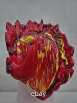 Vase à fleurs en verre de Murano unique, vase en verre blanc et orange