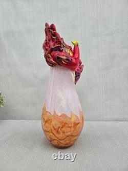 Vase à fleurs en verre de Murano unique, vase en verre blanc et orange