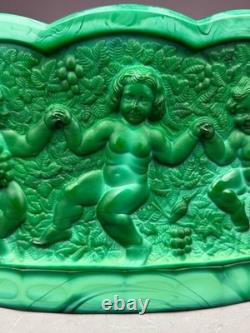 Vase à fleurs en verre malachite verte Heinrich Hoffmann Art 1930